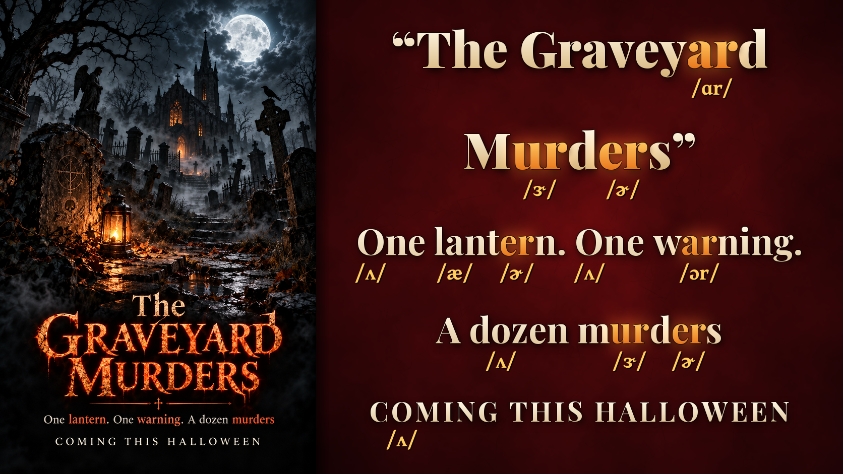 “The Graveyard Murders” 発音記号から読み方を推測するスライド